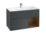 Villeroy und Boch Finion Waschtischunterschrank G040GNHG 99,6x59,1cm, Emotion, Regal rechts Walnut veneer, Midnight Blue Matt Lacquer