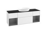 Villeroy und Boch Finion Waschtischunterschrank FD02GKGF 120cm, Abdeckplatte black matt, Regale Anthracite matt lacquer, Glossy white lacquer