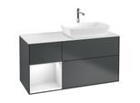 Villeroy und Boch Finion Waschtischunterschrank F801GFHG 120cm, Abdeckplatte white matt, Regale Glossy white lacquer, Midnight Blue Matt Lacquer