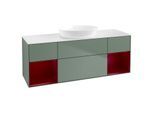 Villeroy und Boch Finion Waschtischunterschrank FD01HBGM 120cm, Abdeckplatte white matt, Regale Peony matt lacquer, Olive Matt Lacquer