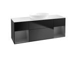 Villeroy und Boch Finion Waschtischunterschrank FD01GKPD 120cm, Abdeckplatte white matt, Regale Anthracite matt lacquer, Black matt lacquer