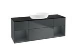 Villeroy und Boch Finion Waschtischunterschrank FD02HGHG 120cm, Abdeckplatte black matt, Regale Midnight matt lacquer, Midnight Blue Matt Lacquer