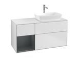Villeroy und Boch Finion Waschtischunterschrank F801HGMT 120cm, Abdeckplatte white matt, Regale Midnight matt lacquer, White matt lacquer