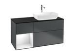 Villeroy und Boch Finion Waschtischunterschrank G802GFHG 120cm, Abdeckplatte black matt, Emotion, Regale Glossy white lacquer, Midnight Blue Matt Lacquer