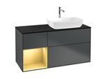 Villeroy und Boch Finion Waschtischunterschrank G802HFHG 120cm, Abdeckplatte black matt, Emotion, Regale Gold matt lacquer, Midnight Blue Matt Lacquer