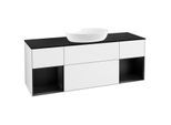 Villeroy und Boch Finion Waschtischunterschrank GD02PDGF 120cm, Abdeckplatte black matt, Emotion, Regale Black matt lacquer, Glossy white lacquer