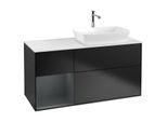 Villeroy und Boch Finion Waschtischunterschrank G801HGPD 120cm, Abdeckplatte white matt, Emotion, Regale Midnight matt lacquer, Black matt lacquer