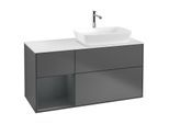 Villeroy und Boch Finion Waschtischunterschrank G801HGGK 120cm, Abdeckplatte white matt, Emotion, Regale Midnight matt lacquer, Anthracite matt