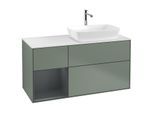 Villeroy und Boch Finion Waschtischunterschrank G801HGGM 120cm, Abdeckplatte white matt, Emotion, Regale Midnight matt lacquer, Olive Matt Lacquer