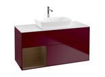 Villeroy und Boch Finion Waschtischunterschrank F821GNHB 120cm, Abdeckplatte white matt, Regale Walnut Veneer, Peony Matt