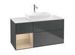 Villeroy und Boch Finion Waschtischunterschrank F821PCHG 120cm, Abdeckplatte white matt, Regale Oak Veneer, Midnight Blue Matt Lacquer