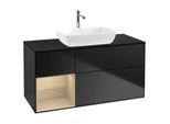 Villeroy und Boch Finion Waschtischunterschrank F822PCPD 120cm, Abdeckplatte black matt, Regale Oak Veneer, Black matt lacquer
