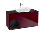 Villeroy und Boch Finion Waschtischunterschrank F822PDHB 120cm, Abdeckplatte black matt, Regale Black matt lacquer, Peony Matt
