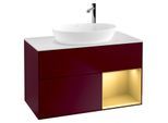 Villeroy und Boch Finion Waschtischunterschrank G901HFHB 100cm, Abdeckplatte white matt, Emotion, Regale Gold matt lacquer, Peony Matt