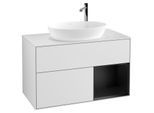 Villeroy und Boch Finion Waschtischunterschrank F901PDMT 100cm, Abdeckplatte white matt, Regale Black matt lacquer, White matt lacquer