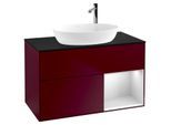 Villeroy und Boch Finion Waschtischunterschrank G902MTHB 100cm, Abdeckplatte black matt, Emotion, Regale White matt lacquer, Peony Matt