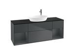 Villeroy und Boch Finion Waschtischunterschrank F982HGHG 160cm, Abdeckplatte black matt, Regale Midnight matt lacquer, Midnight Blue Matt Lacquer