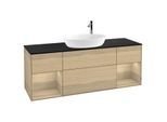 Villeroy und Boch Finion Waschtischunterschrank F982PCPC 160cm, Abdeckplatte black matt, Regale Oak Veneer, Oak Veneer