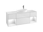 Villeroy und Boch Finion Waschtischunterschrank F981GFMT 160cm, Abdeckplatte white matt, Regale Glossy white lacquer, White matt lacquer