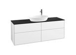 Villeroy und Boch Finion Waschtischunterschrank G97200GF 160x60,3cm, Emotion, Abdeckplatte black matt, Glossy white lacquer