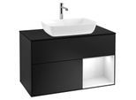 Villeroy und Boch Finion Waschtischunterschrank G782GFPD 100cm, Abdeckplatte black matt, Emotion, Regale Glossy white lacquer, Black matt lacquer
