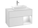 Villeroy und Boch Finion Waschtischunterschrank G781GFMT 100cm, Abdeckplatte white matt, Emotion, Regale Glossy white lacquer, White matt lacquer