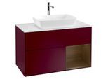Villeroy und Boch Finion Waschtischunterschrank G781GNHB 100cm, Abdeckplatte white matt, Emotion, Regale Walnut Veneer, Peony Matt