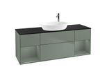 Villeroy und Boch Finion Waschtischunterschrank G982GMGM 160cm, Abdeckplatte black matt, Emotion, Regale Olive matt lacquer, Olive Matt Lacquer