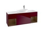 Villeroy und Boch Finion Waschtischunterschrank G981GNHB 160cm, Abdeckplatte white matt, Emotion, Regale Walnut Veneer, Peony Matt
