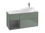 Villeroy und Boch Finion Waschtischunterschrank G921GKGM 120cm, Abdeckplatte white matt, Emotion, Regale Anthracite matt lacquer, Olive Matt Lacquer