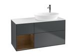 Villeroy und Boch Finion Waschtischunterschrank G921GNHG 120cm, Abdeckplatte white matt, Emotion, Regale Walnut Veneer, Midnight Blue Matt Lacquer