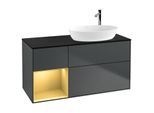 Villeroy und Boch Finion Waschtischunterschrank G922HFHG 120cm, Abdeckplatte black matt, Emotion, Regale Gold matt lacquer, Midnight Blue Matt Lacquer