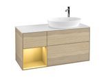 Villeroy und Boch Finion Waschtischunterschrank G921HFPC 120cm, Abdeckplatte white matt, Emotion, Regale Gold matt lacquer, Oak Veneer