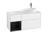 Villeroy und Boch Finion Waschtischunterschrank G921PDGF 120cm, Abdeckplatte white matt, Emotion, Regale Black matt lacquer, Glossy white lacquer