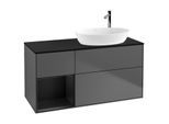 Villeroy und Boch Finion Waschtischunterschrank G922PDGK 120cm, Abdeckplatte black matt, Emotion, Regale Black matt lacquer, Anthracite matt