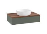 Villeroy und Boch Antao Waschtisch-Unterschrank L08112HL mit Beleuchtung, 1 Auszug, 800 x 190 x 500 mm, Front mit Struktur, Leaf Green Matt Lacquer / Warm Walnut