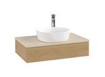 Villeroy und Boch Antao Waschtisch-Unterschrank L08153HN 80x19x50cm, Hahnloch, Waschbeckenplattenfarbe botticino, honey oak