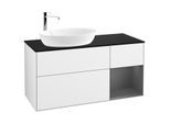 Villeroy und Boch Finion Waschtischunterschrank G932GKGF 120cm, Abdeckplatte black matt, Emotion, Regale Anthracite matt lacquer, Glossy white lacquer