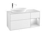 Villeroy und Boch Finion Waschtischunterschrank G931MTGF 120cm, Abdeckplatte white matt, Emotion, Regale White matt lacquer, Glossy white lacquer