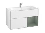 Villeroy und Boch Finion Waschtischunterschrank F040GMGF 99,6x59,1x49,8cm, Regal rechts Olive Matt Lacquer, Glossy white lacquer