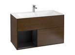 Villeroy und Boch Finion Waschtischunterschrank F030PDGN 99,6x59,1x49,8cm, Regal links Black matt lacquer, Walnut veneer