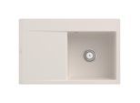 Villeroy und Boch Subway Style 45 Flat Flächenbündige Spüle 33471FKR rechts, mit Ablaufgarnitur, Handbetätigung, crema CeramicPlus, 78 x 51 cm