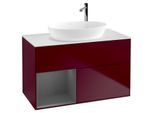 Villeroy und Boch Finion Waschtischunterschrank G891GKHB 100cm, Abdeckplatte white matt, Emotion, Regale Anthracite matt lacquer, Peony Matt