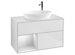 Villeroy und Boch Finion Waschtischunterschrank G891MTMT 100cm, Abdeckplatte white matt, Emotion, Regale White matt lacquer, White matt lacquer