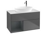 Villeroy und Boch Finion Waschtischunterschrank G891HGGK 100cm, Abdeckplatte white matt, Emotion, Regale Midnight matt lacquer, Anthracite matt