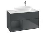 Villeroy und Boch Finion Waschtischunterschrank G891HGHG 100cm, Abdeckplatte white matt, Emotion, Regale Midnight matt lacquer, Midnight Blue Matt Lacquer