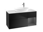 Villeroy und Boch Finion Waschtischunterschrank F951GKPD 120cm, Abdeckplatte white matt, Regale Anthracite matt lacquer, Black matt lacquer