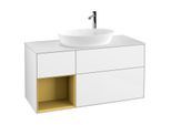Villeroy und Boch Finion Waschtischunterschrank G941HFGF 120cm, Abdeckplatte white matt, Emotion, Regale Gold matt lacquer, Glossy white lacquer