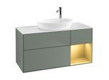 Villeroy und Boch Finion Waschtischunterschrank F951HFGM 120cm, Abdeckplatte white matt, Regale Gold matt lacquer, Olive Matt Lacquer