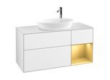 Villeroy und Boch Finion Waschtischunterschrank F951HFGF 120cm, Abdeckplatte white matt, Regale Gold matt lacquer, Glossy white lacquer